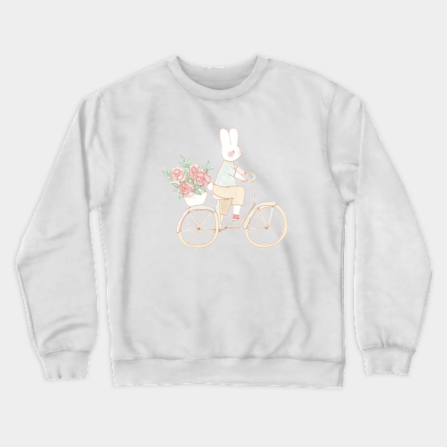 Cycling Bunny Crewneck Sweatshirt by Cati Daehnhardt